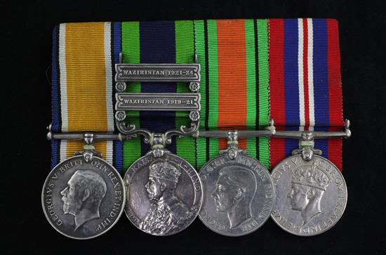 An India General Service group of four medals with dress sword ensuite